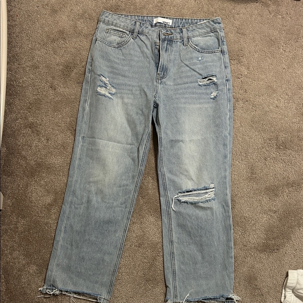 Casual Distressed Blue Boyfriend Jeans
